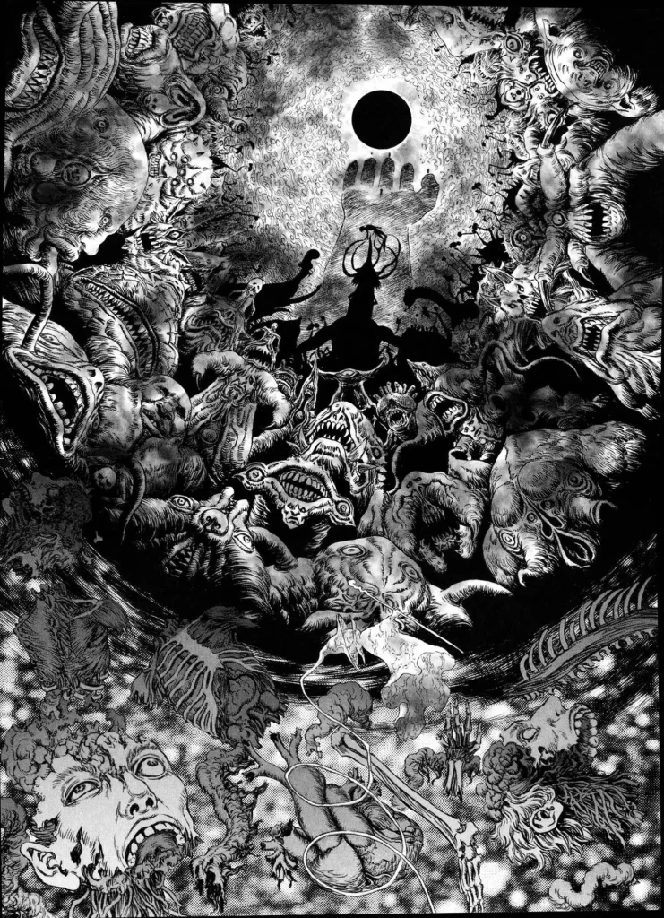 Una tavola di Berserk: a metà tra un dipinto di Hieronymus Bosch e un'illustrazione di Gustave Doré